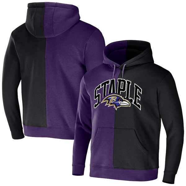 Baltimore Ravens Purple Black Split Logo Pullover Hoodie